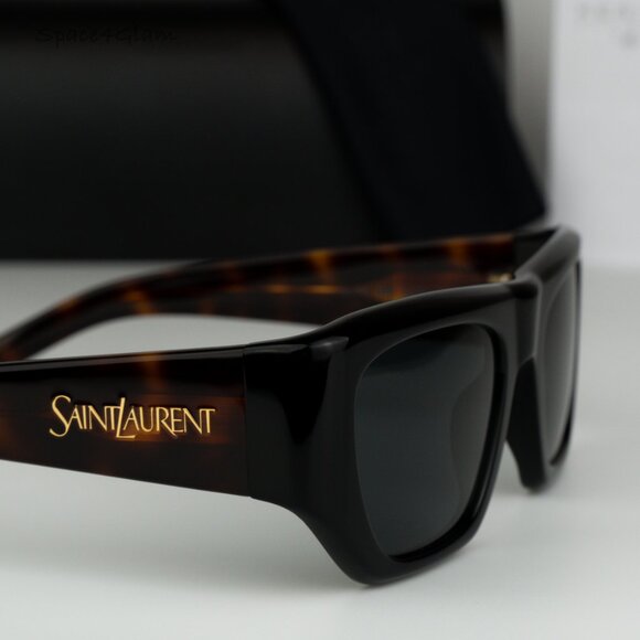 BRAND NEW Saint Laurent SL740 004 Black Havana Square Unisex Sunglasses - Picture 5 of 10